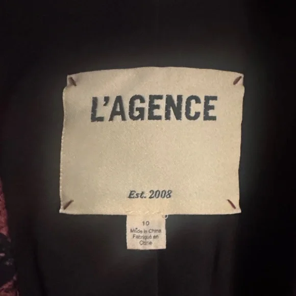 L'AGENCE Double-Breasted Pink Snake Print Blazer - Picture 2 of 4